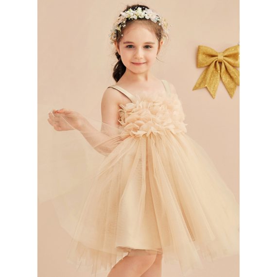 A-line Knee-Length Tulle Flower Girl Dress