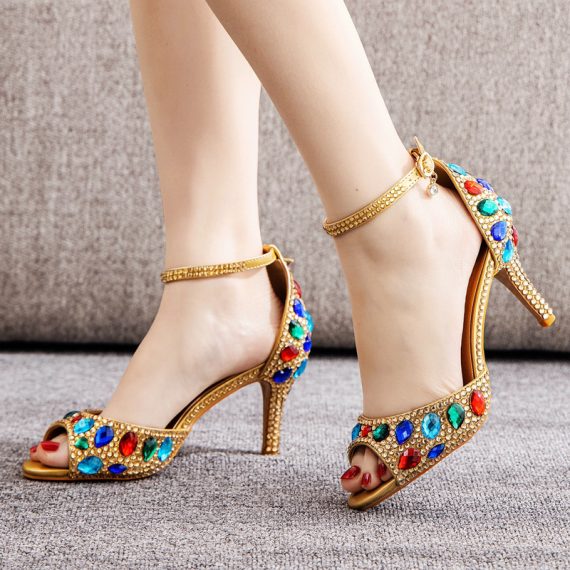 Women's Leather High Heel Peep Toe