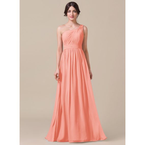 A-Line One-Shoulder Floor-length Chiffon Bridesmaid Dress