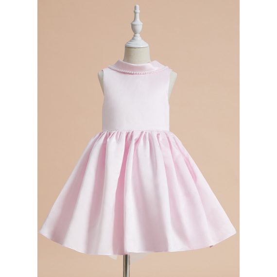 A-line Scoop Knee-Length Satin Flower Girl Dress