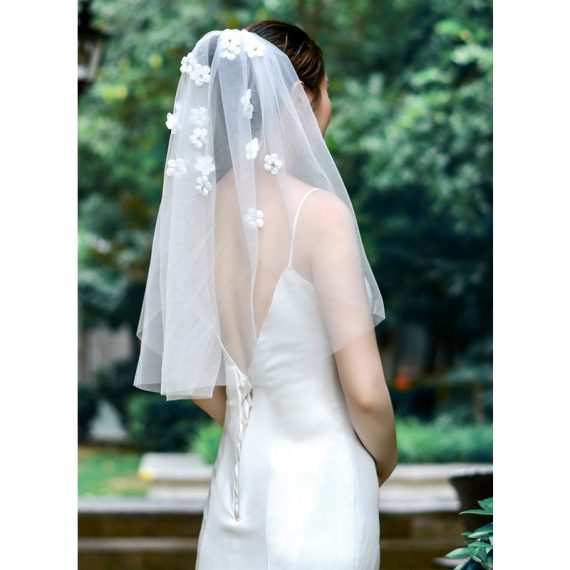 One-tier Cut Edge Elbow Bridal Veils