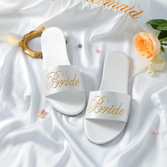 Bride Gifts - Non-Personalized Beautiful Classic Elegant Attractive Eye-catching Delicate Silk Slippers
