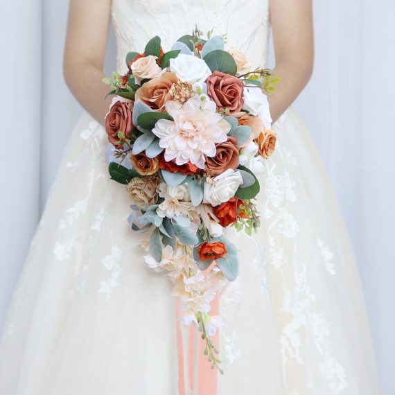 Cascade Silk Flower Bridal Bouquets -