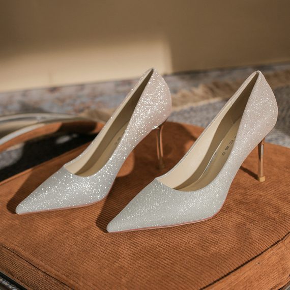 Women's Glitter High Heel Closed Toe