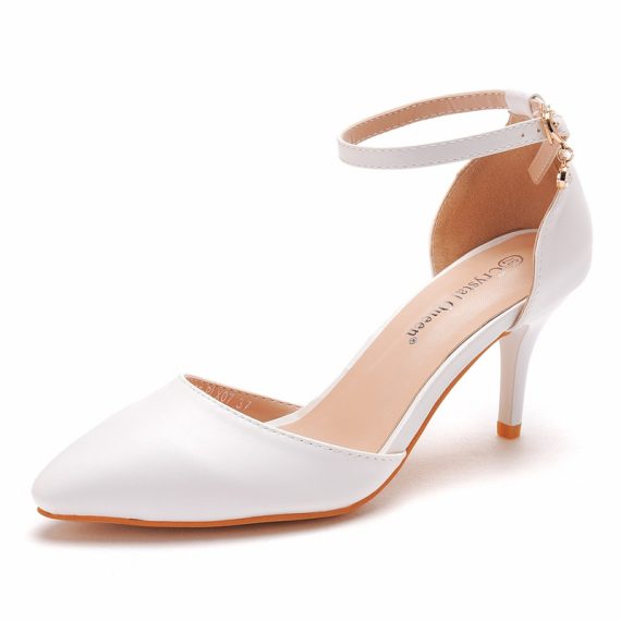 Women's Leather Stiletto Heel High Heel Closed Toe With ankle strap