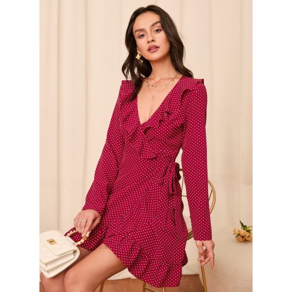 V-Neck Long Sleeves Elegant A-line Chiffon Mini Dresses