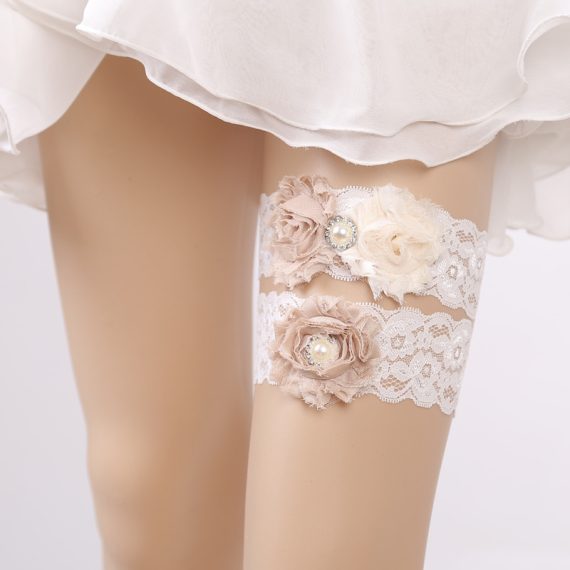 Bride Gifts - Non-Personalized Sexy Fascinating Lace Imitation Pearls Rhinestones Garters