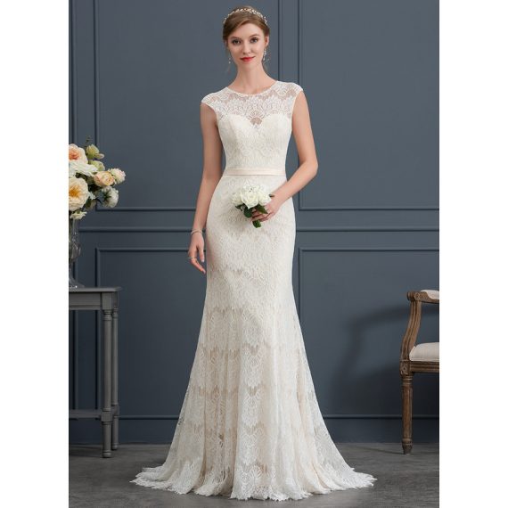 Trumpet/Mermaid Sweep Train Lace Wedding Dress