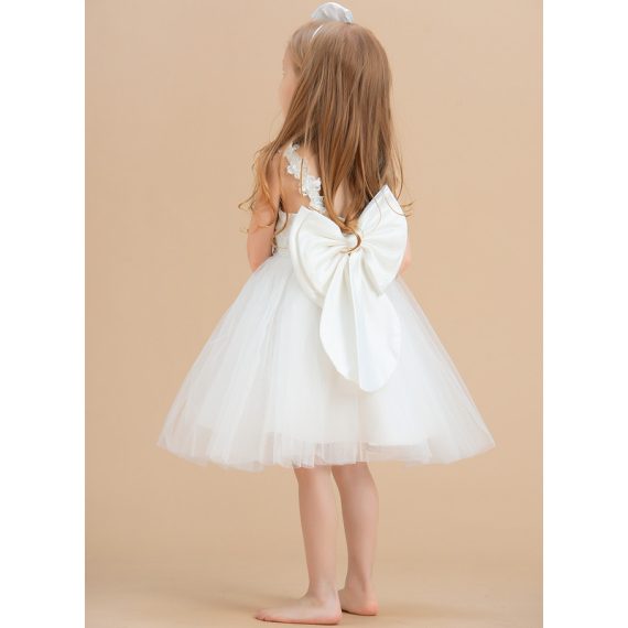 A-line Scoop Knee-Length Lace/Satin/Tulle Flower Girl Dress