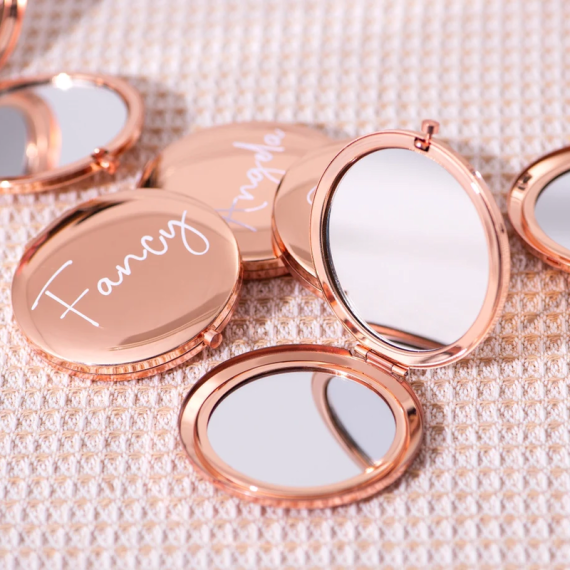 Bridesmaid Gifts - Personalized Beautiful Cute Glass Alloy Name Compact Mirror