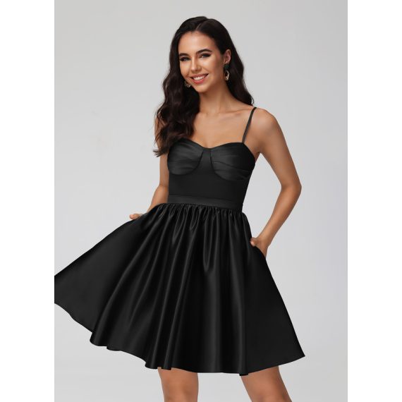 A-Line Sweetheart Short/Mini Satin Homecoming Dress