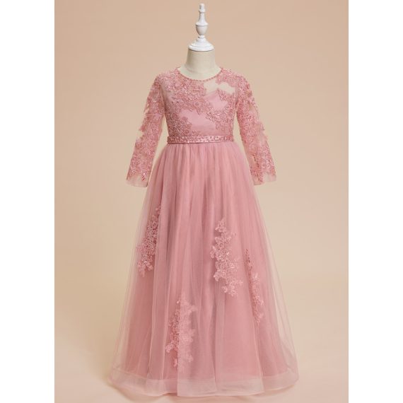 A-line Floor-Length Lace/Tulle Flower Girl Dress
