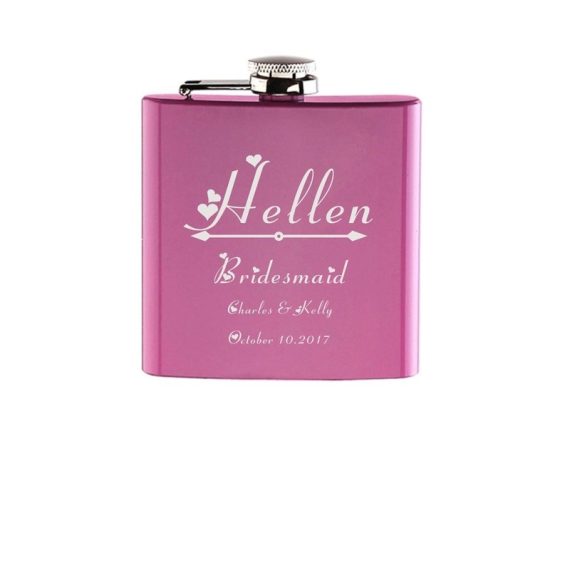 Bridesmaid Gifts - Personalized Elegant Vintage Stainless Steel Flask