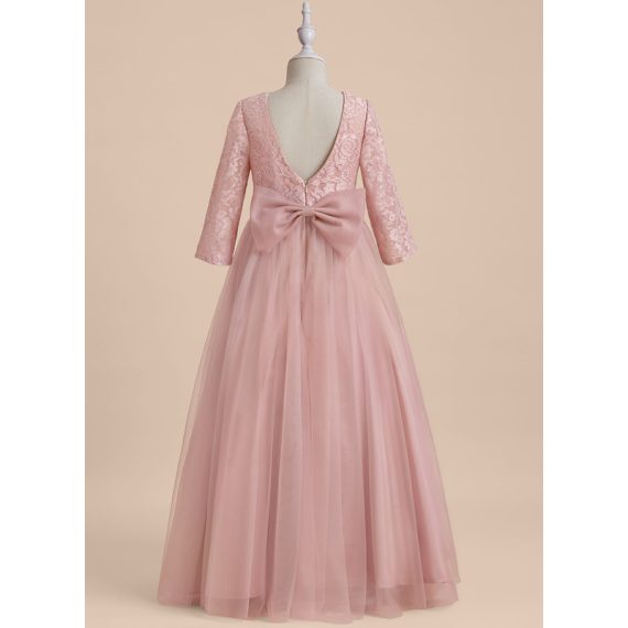 A-line Scoop Floor-Length Tulle Flower Girl Dress