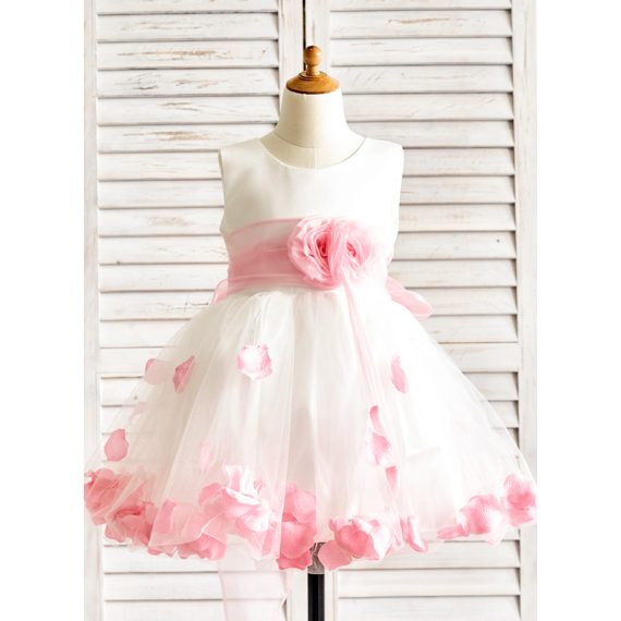 A-line Scoop Knee-Length Organza/Satin/Tulle Flower Girl Dress