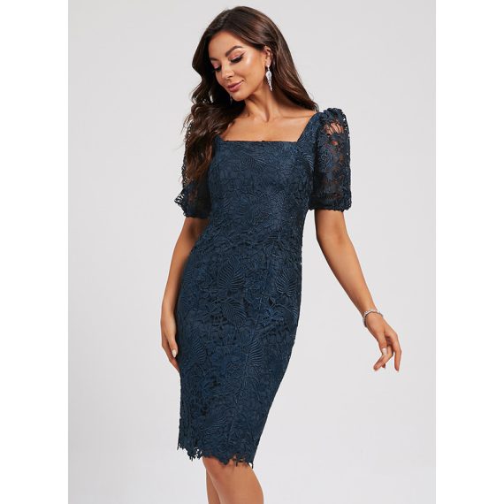 Bodycon Square Knee-Length Lace Cocktail Dress
