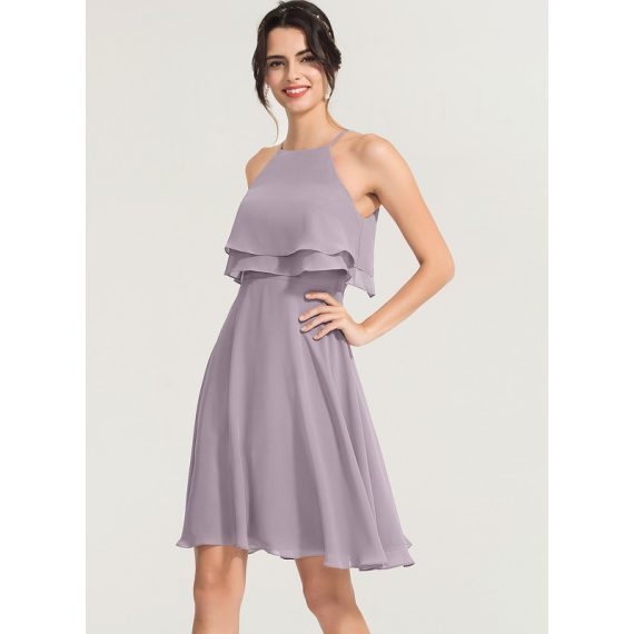 A-Line Square Knee-Length Chiffon Cocktail Dress