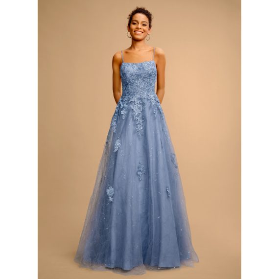 Ball-Gown/Princess Square Floor-length Tulle Prom Dresses With Sequins