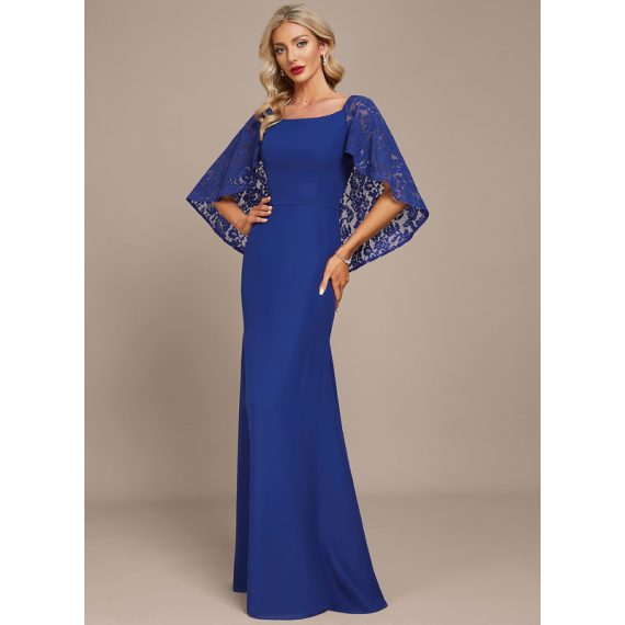 Sheath/Column Off-the-Shoulder Floor-Length Chiffon Lace Evening Dress