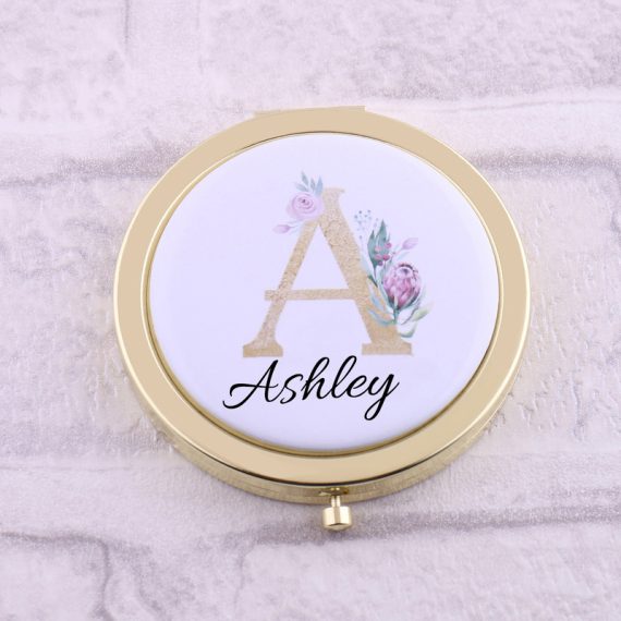Bridesmaid Gifts - Personalized Shiny Lovely Fancy Delicate Comely Glass Polyester Metal Compact Mirror