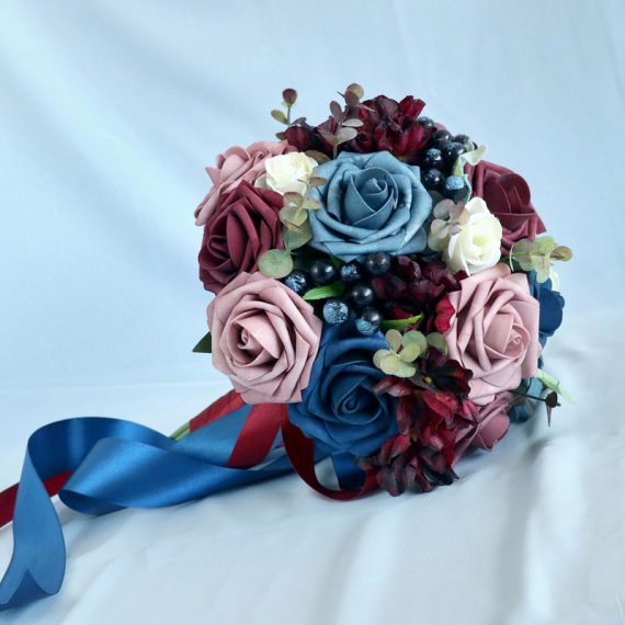 Round Silk Flower Bridal Bouquets -