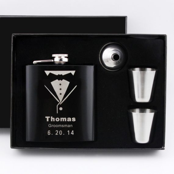 Groomsmen Gifts - Personalized Classic Stainless Steel Flask