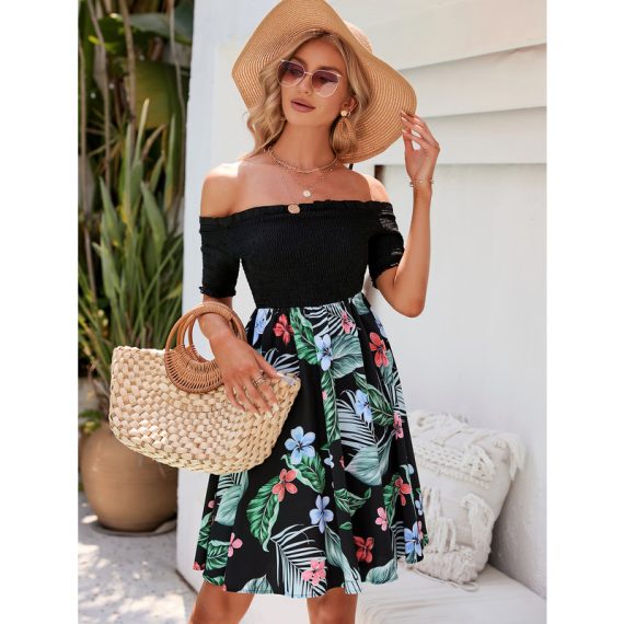 Off the Shoulder Short Sleeves Elegant A-line Polyester Mini Dresses