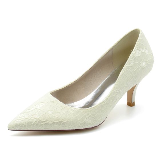 Women's Lace High Heel Closed Toe