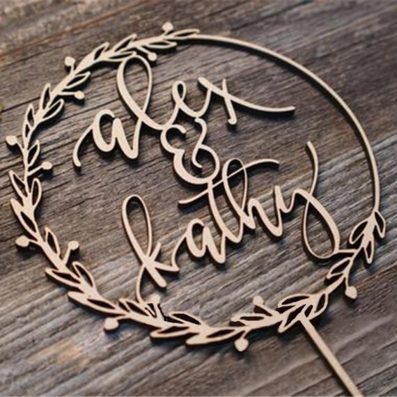Personalized Bride And Groom Acrylic/Wooden Cake Topper