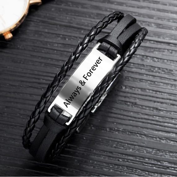 Groomsmen Gifts - Personalized Classic Romantic Mens Alloy Bracelet