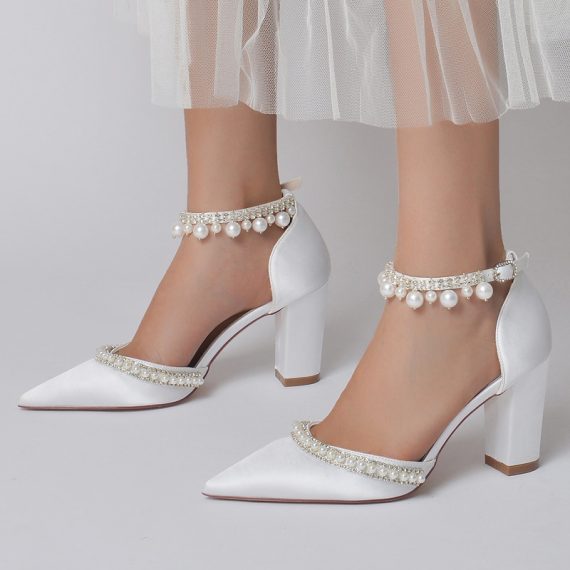 Women's Satin High Heel Closed Toe