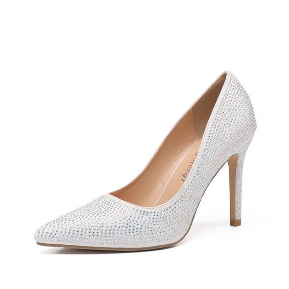 Women's Satin Stiletto Heel High Heel Closed Toe With Rhinestone