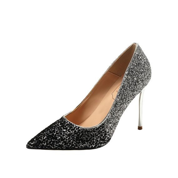 Women's Sparkling Glitter Stiletto Heel Pumps Closed Toe shoes