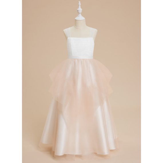 Ball-Gown/Princess Square Floor-Length Tulle Flower Girl Dress