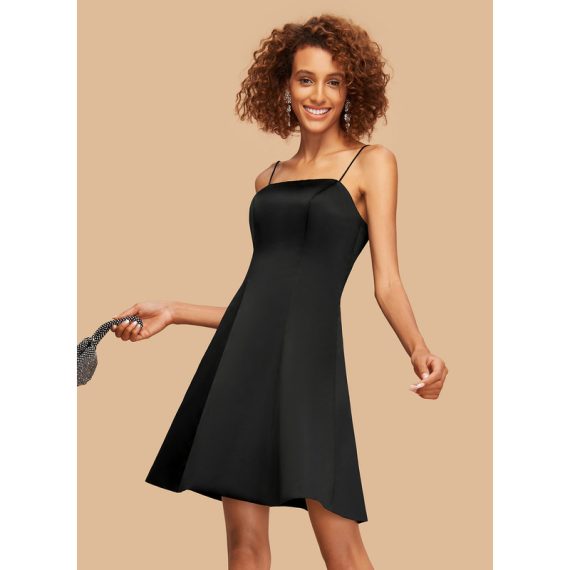 A-Line Square Short/Mini Satin Homecoming Dress