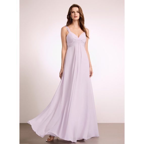 A-Line V-neck Floor-Length Chiffon Bridesmaid Dress With Ruffle