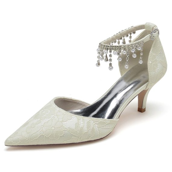 Women's Lace High Heel Closed Toe