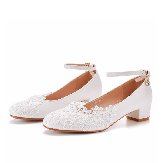 Women's Leather Chunky Heel Low Heel Block Heel Closed Toe With ankle strap