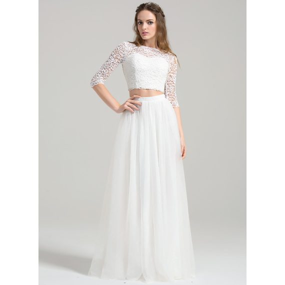 A-Line Floor-Length Tulle Lace Wedding Dress