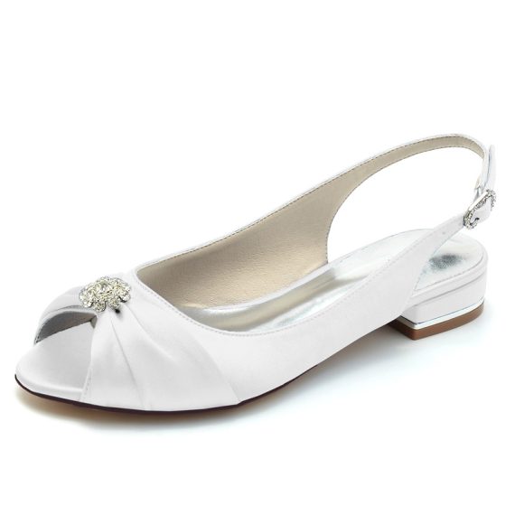 Women's Satin Flat Heel Peep Toe