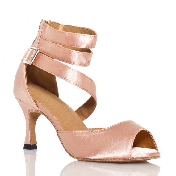 Women's Satin Latin With ankle strap Dance Shoes