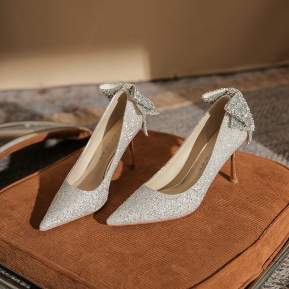 Women's Glitter High Heel Closed Toe