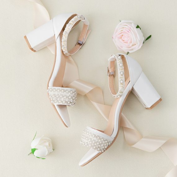 Women's Leatherette High Heel Block Heel open Toe With Pearl & Imitation Pearl