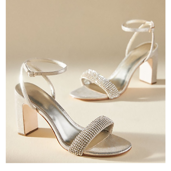 Women's Microfiber Chunky Heel Sandals Peep Toe With Rhinestone shoes
