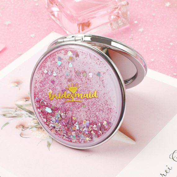 Bridesmaid Gifts - Beautiful Shiny Sweet Fascinating Delicate Glass Resin Metal Compact Mirror