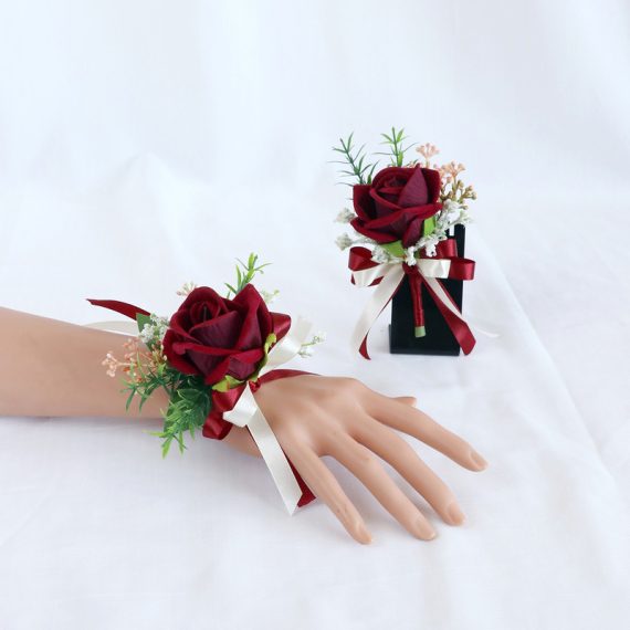 Free-Form Foam Wedding Bouquet sets (set of 2) - Wrist Corsage/Boutonniere