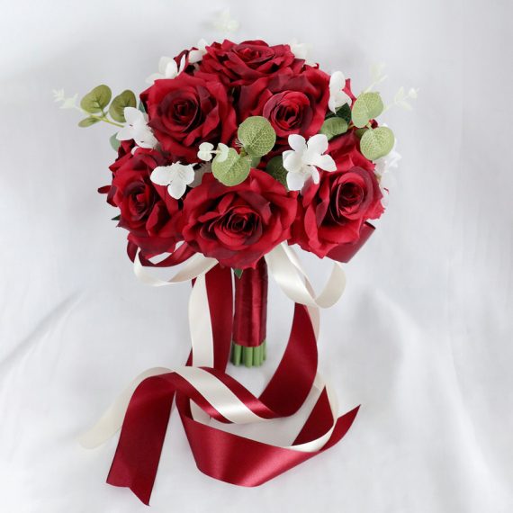 Round Silk Flower Bridesmaid Bouquets -