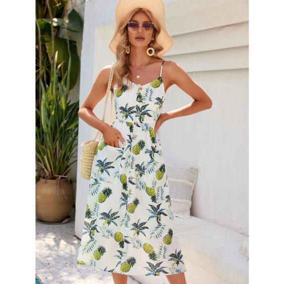 Square Neck Sleeveless Casual A-line Polyester Midi Dresses