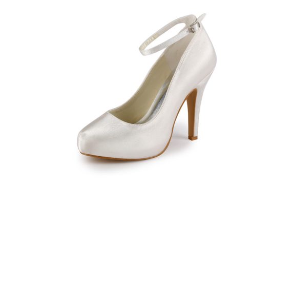 Women's Satin High Heel Block Heel Closed Toe With ankle strap