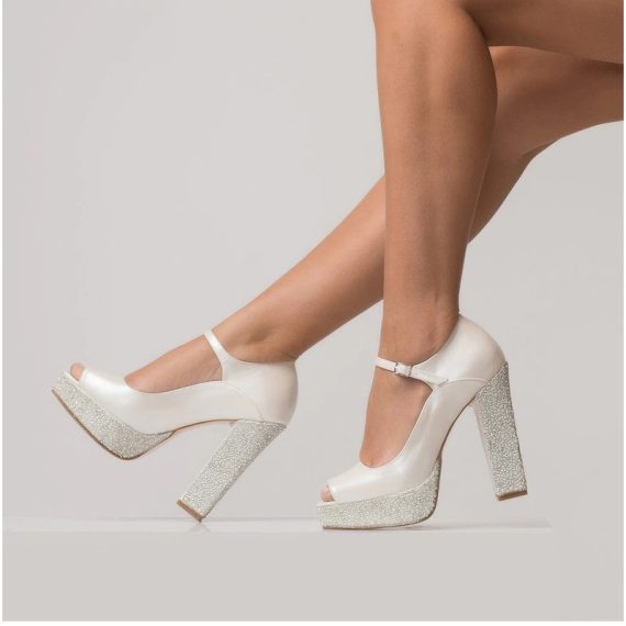 Women's Leatherette Glitter High Heel Block Heel Peep Toe With ankle strap